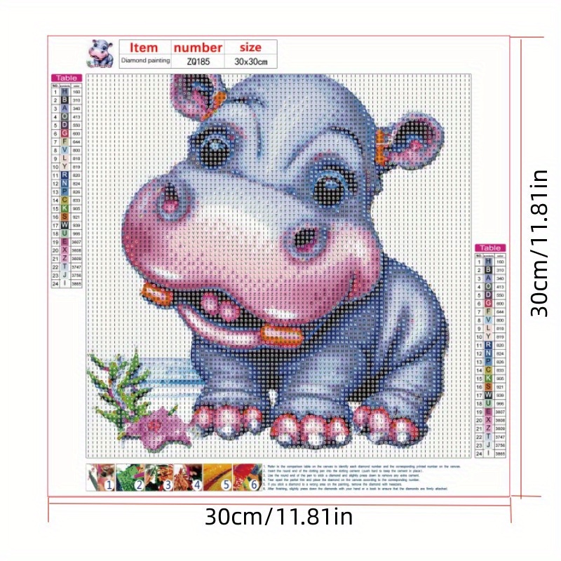 DIY Diamond Painting by Number Kits for Kids Cartoon Animal Picture Crystal  Rhinestone Diamond Embroidery for