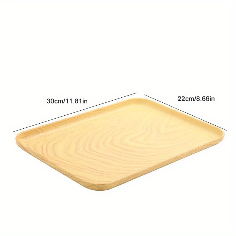 Restaurant Hotel Wood Grain Pattern Rectangle Shape Food Drinks Serving Tray - Wooden Color