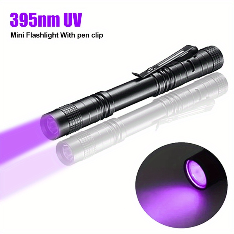 METII Linterna con luz UV, luz negra ultravioleta de 395 nm con zoom, 4  modos de detector de antorcha LED pequeño para curado de pegamento UV,  manchas