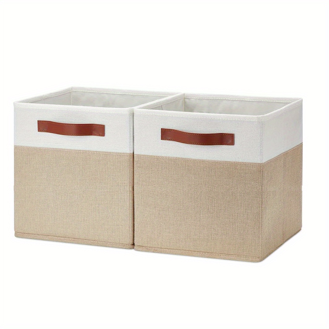 4pcs Cube Storage Box Fabric Basket With Handles Foldable Organizer 11 Inch