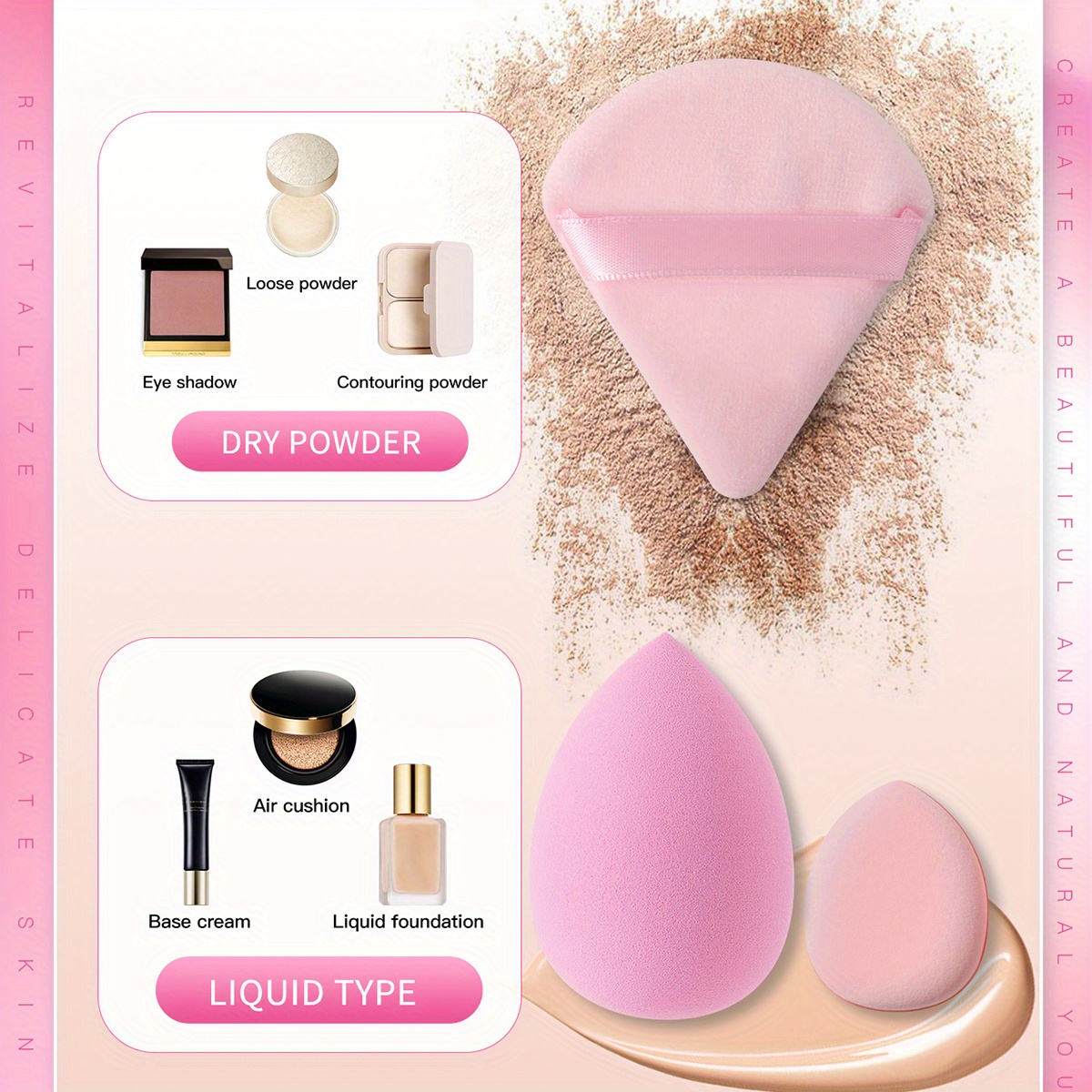 Flawless Makeup Puff Sponge Set Triangle Finger Size Powder Temu