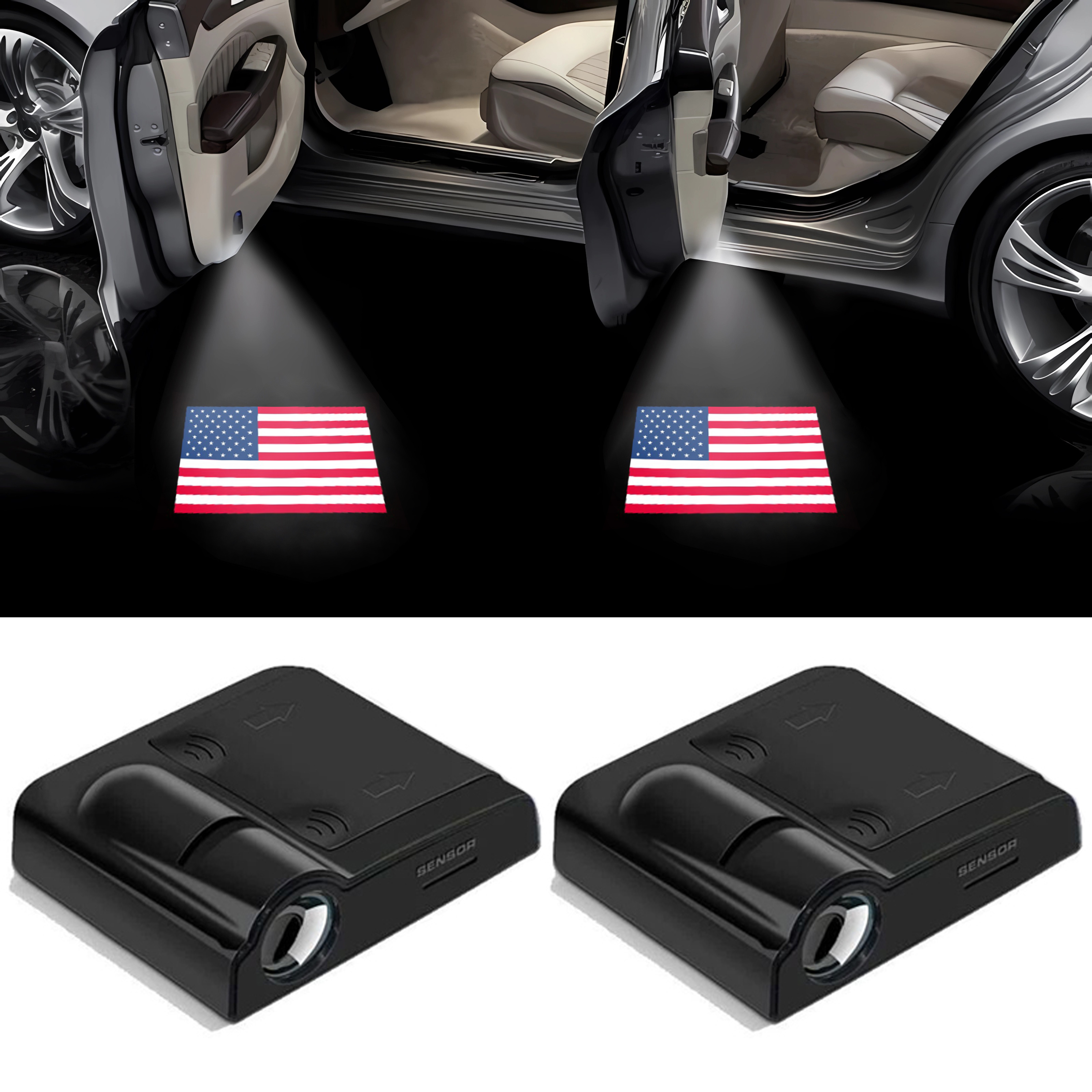USA Flagge Usa of America Auto Tür LED Projektor Licht 2er Set