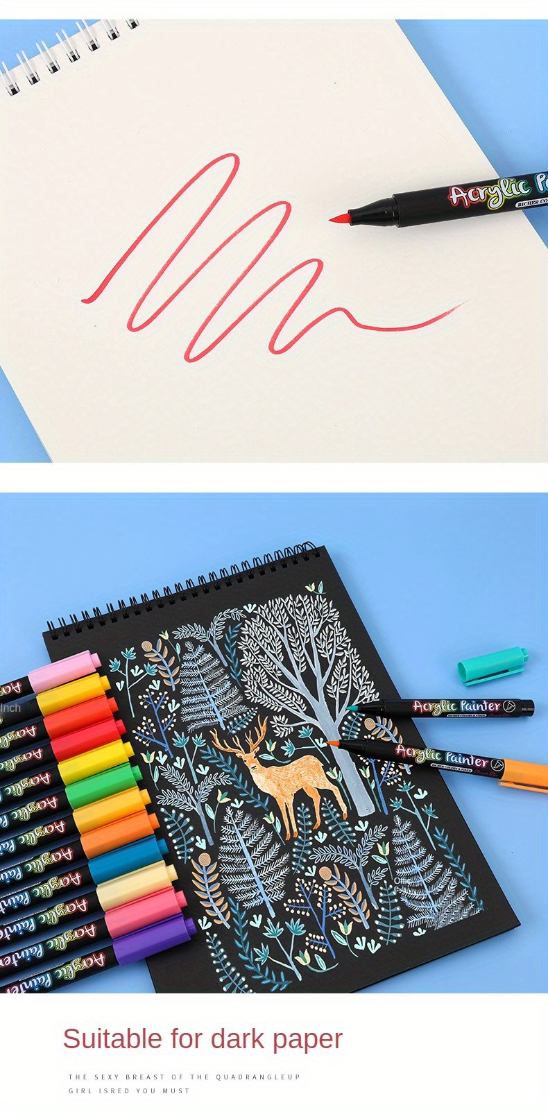 48/60 Colors Acrylic Markers Brush Pens For Fabric Rock - Temu