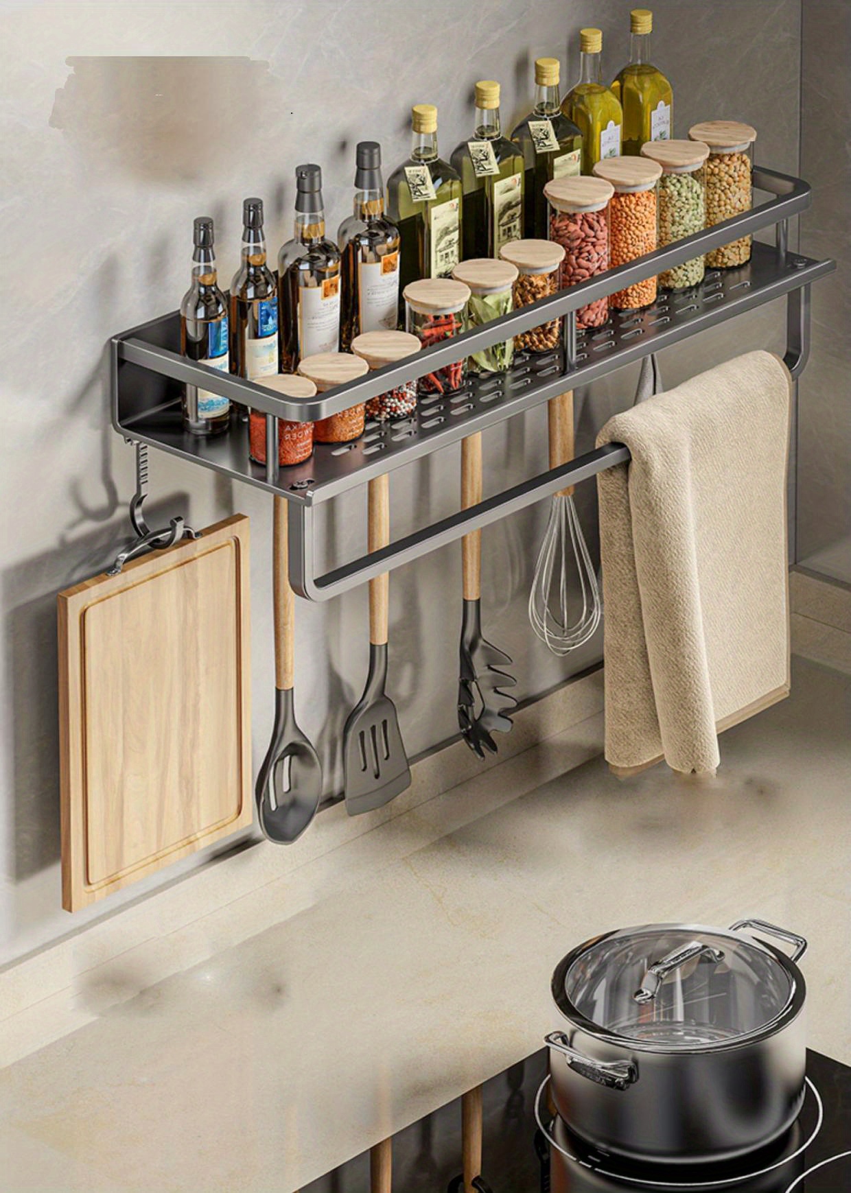 Metal Kitchen Seasoning Shelf Organizer  Wall Mount Spice Racks Kitchen -  Metal - Aliexpress