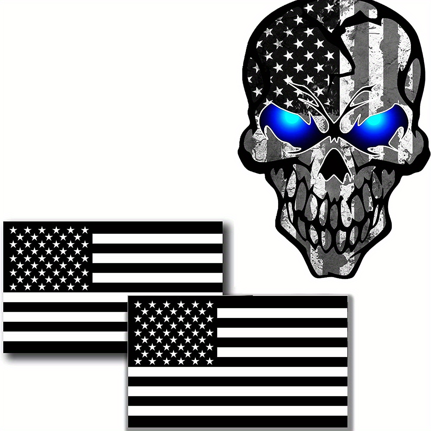 American Flag And Skull Car Vinyl Decals Motorcycles - Temu