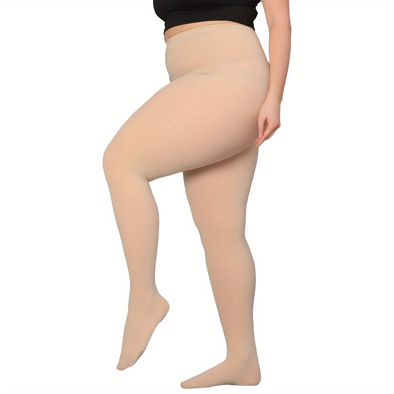  Plus Size Tights For Women High Waist Semi Opaque
