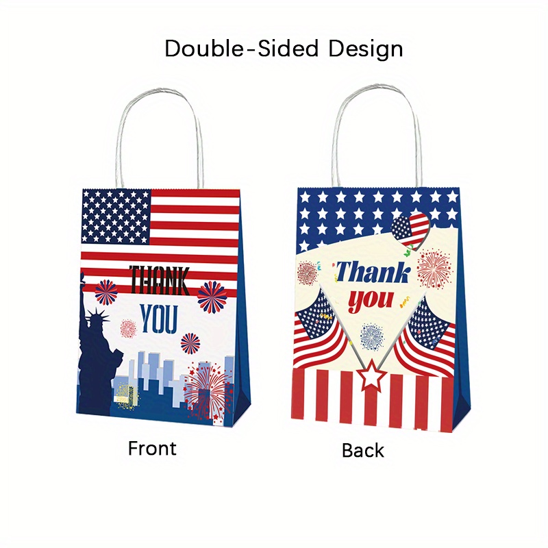 Pajean 16 Pieces Patriotic Thank You Gift Bags with 18 Red White Blue  Tissue Paper American Flag Party Favor USA Treat Goodie Handle for Veterans  Day