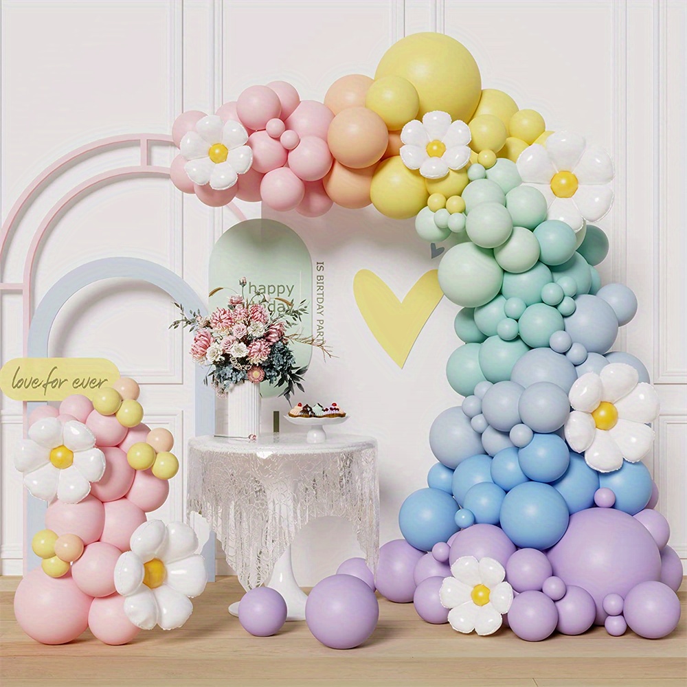 Daisy Pastel Balloons Garland Arch Kit Assorted Colors Baby Shower ...