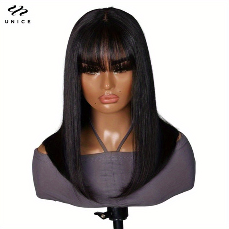 Reddish Brown Short Straight Human Hair Wigs With Bangs 4x0.75 Lace Front Human Hair Wigs For Women 180 Density