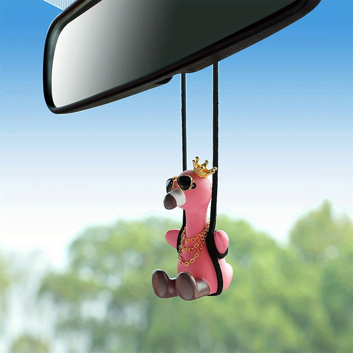 Swinging Duck Car Hanging Ornament, Cute Car Hanging Accessories For Rear  View Mirror, Car Pendant Black Swinging Sunglasses