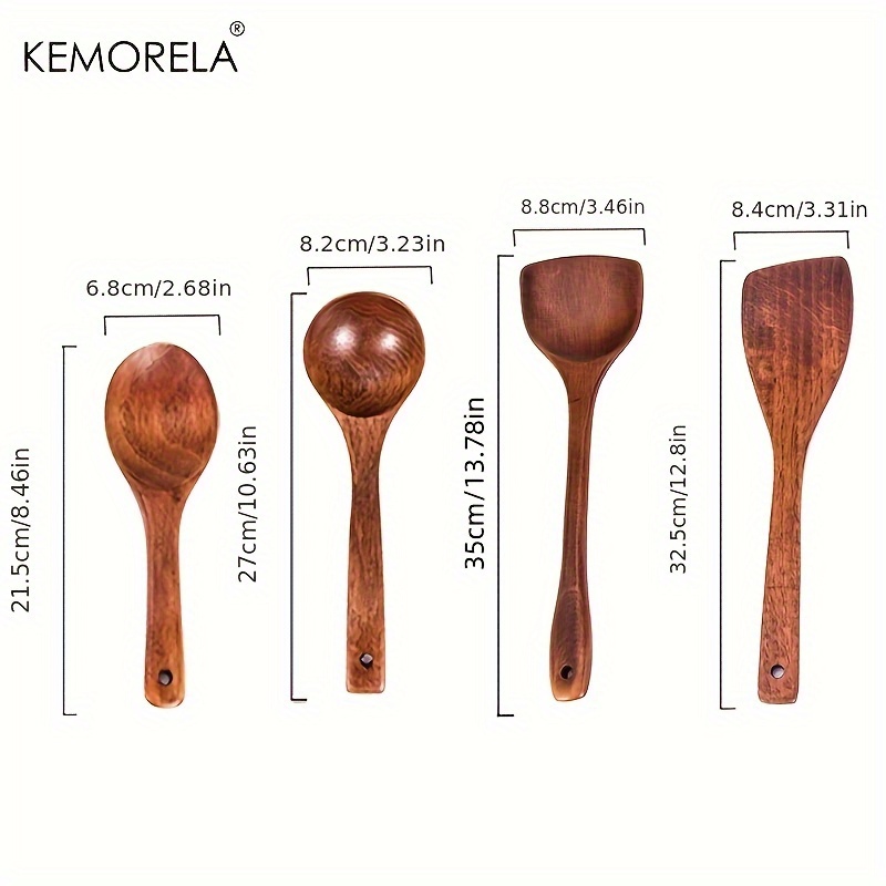 4 Pezzi, KEMORELA Utensili Da Cucina In Legno, Inclusi Spatole, Mestolo E  Paletta Per Il Riso, Gadget Da Cucina, Roba Da Cucina, Accessori Da Cucina