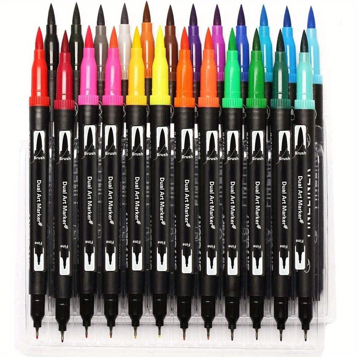Dual Brush Marker Pens for Coloring,24 Colored Markers,Fine Point and Brush Tip Art Markers for Kids Adult Coloring Books Bullet Journals Planners,No