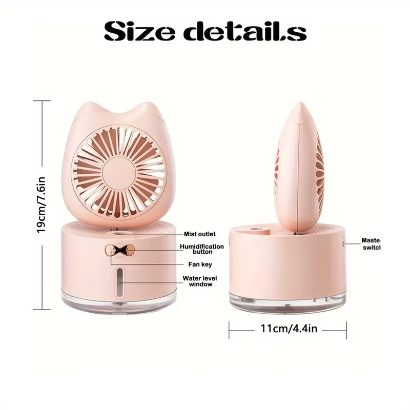 1pc foldable portable stand fan usb desk fan 3 speeds super quiet adjustable height and head great for home office outdoor travel capable of emitting light and humidification gift for friends families details 0