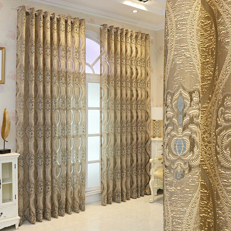 1pc european style retro jacquard wavy curtains window treatment for bedroom office   room study home decor details 1