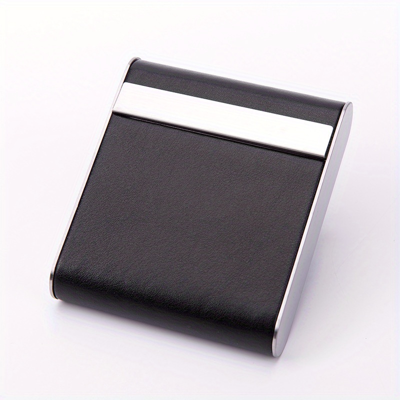 Leather & Metal Pocket Cigarette Box Holds 20 Cigarettes