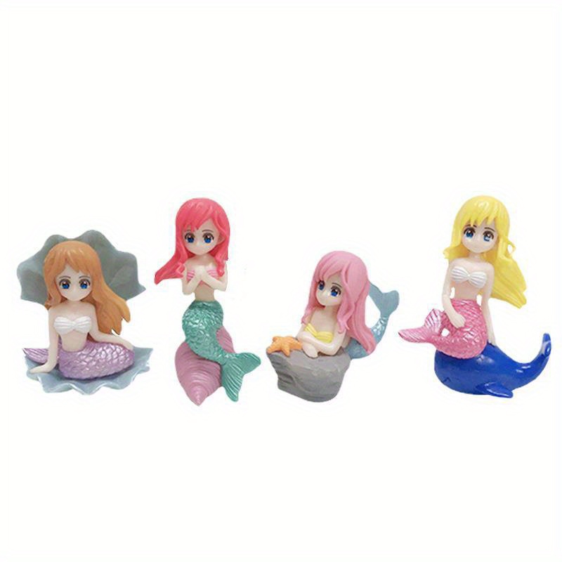 Cute Mermaid Figurines Collectible Toys Pvc Car Ornaments - Temu