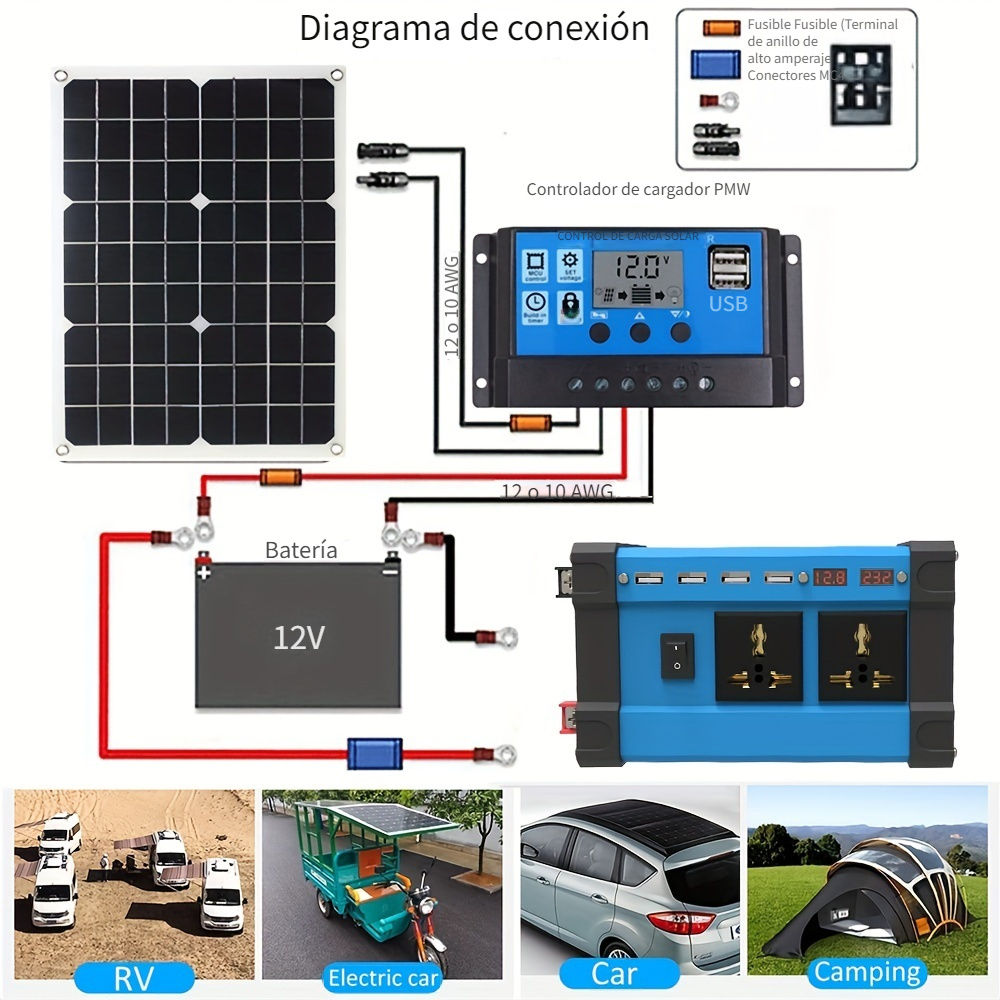 Conjunto Energía Solar 1pc Panel Solar Portátil 18w18v - Temu
