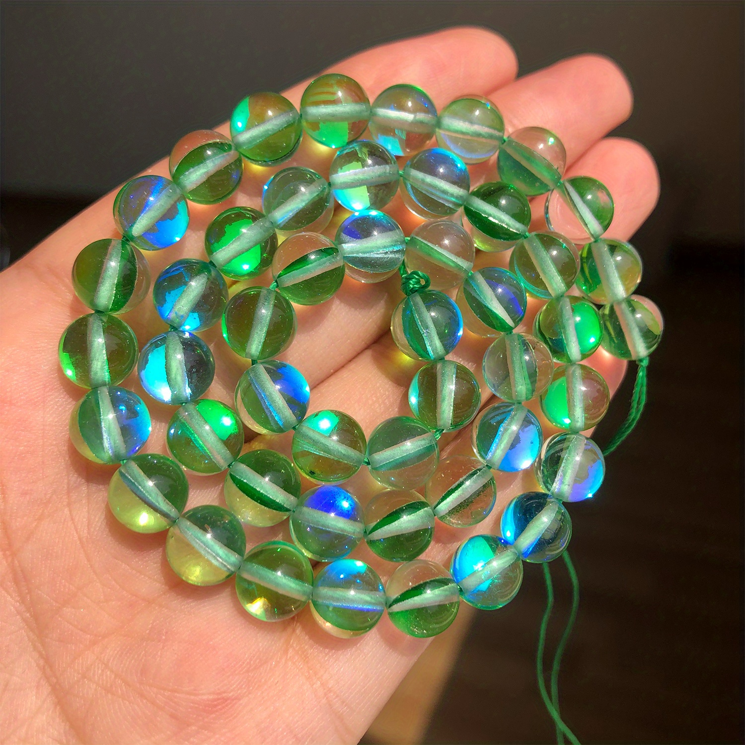 Round Iridescent Glass Mermaid Beads Clear/Frosted 15 Strand  6mm/8mm/10mm/12mm