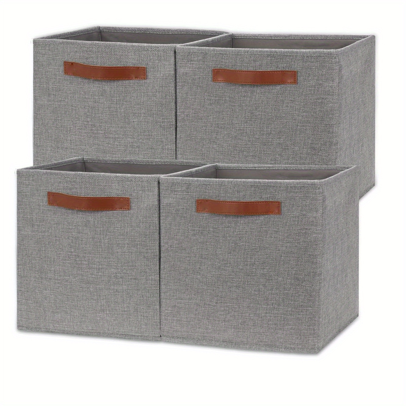 4pcs Cube Storage Box Fabric Basket With Handles Foldable Organizer 11 Inch