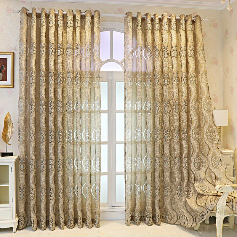 1pc european style retro jacquard wavy curtains window treatment for bedroom office   room study home decor details 0