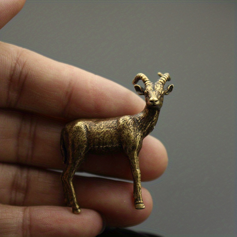 Solid Brass Goat Small Ornament Antique Copper Zodiac Animal Sheep