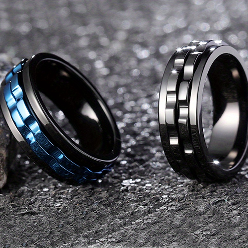 Black Multiple Colors Optional Gear Rotatable Men's Ring Temu