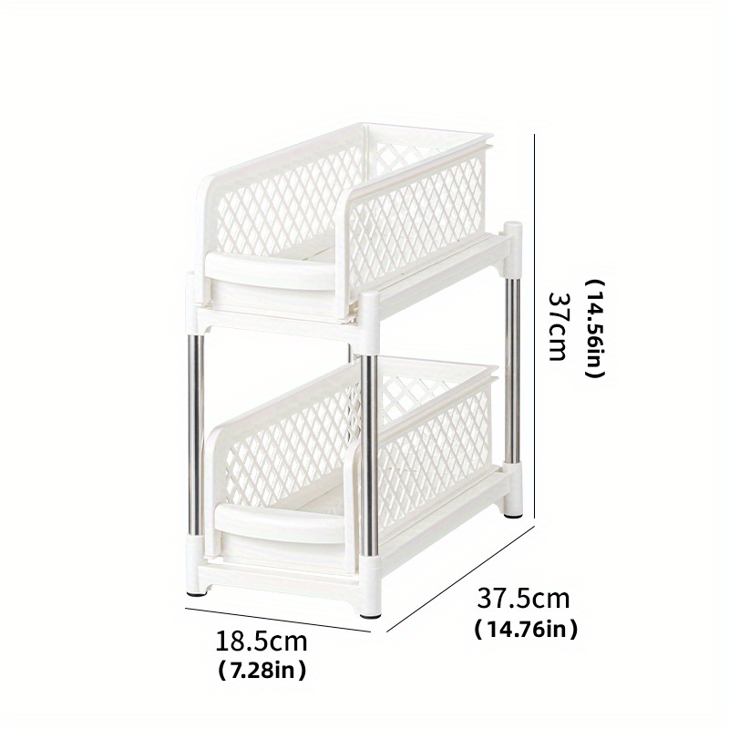 2 Tier Sliding Cabinet Basket Portable Organizer Shelf For - Temu