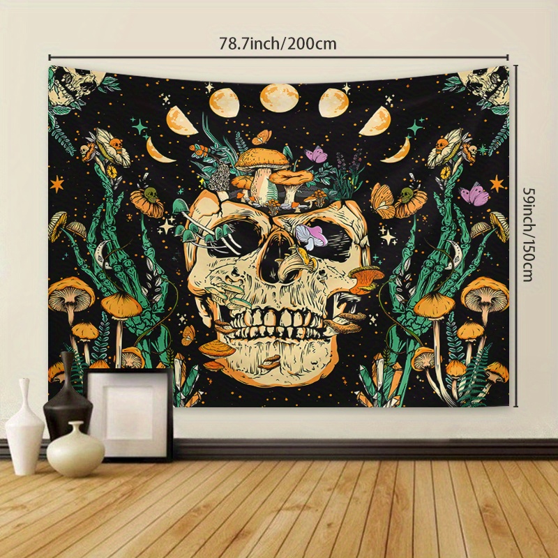  kampdream Skull Floral Tapestry, Trippy Mushroom Skeleton Goth  Garden Aesthetic Tapestries for Bedroom 36×48 inch : Home & Kitchen