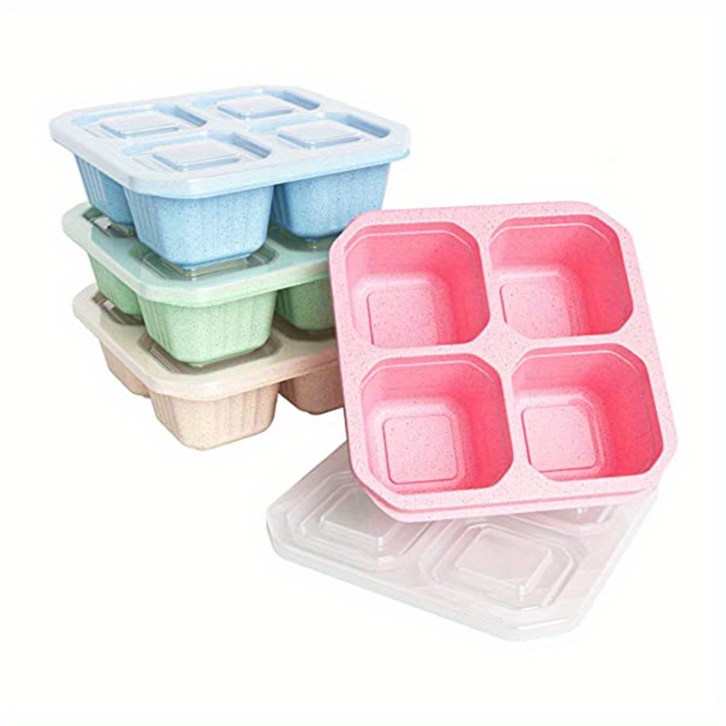 Wheat Food Box Four Compartments Transparent Lid Snack Tray Dried