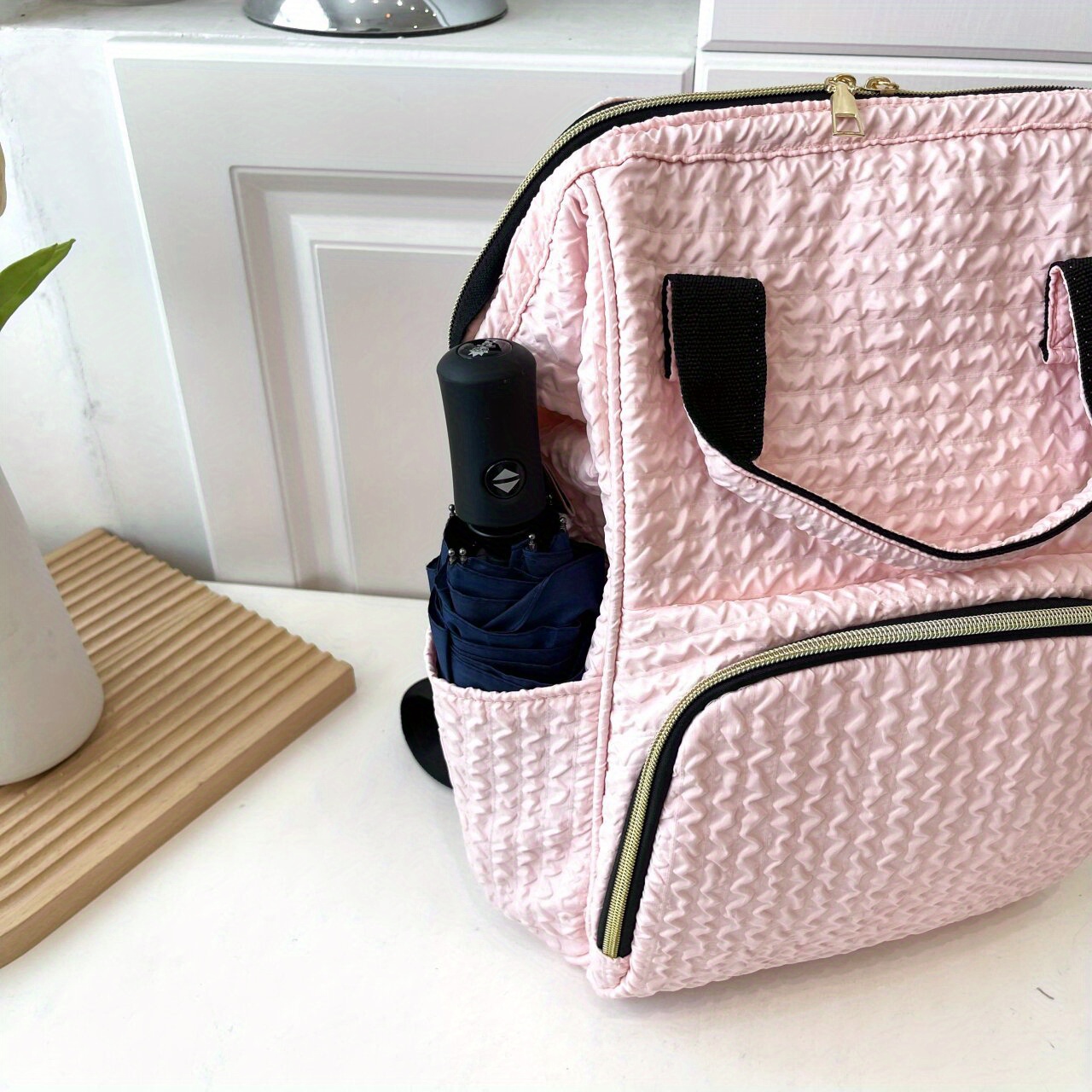 Bubble Ruched Diaper Bag, Functional Travel Tote Backpack, Top Handle Mommy  Bag For Going Out - Temu