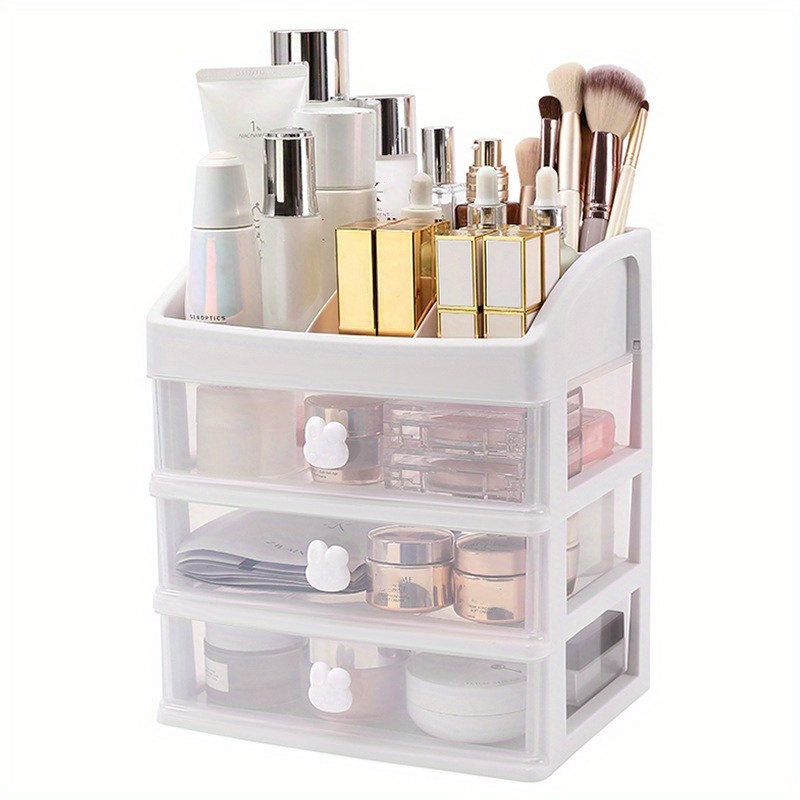 Makeup Organizer, Large Capacity Organizers, Make Up Organizers and Storage  with Drawers, Makeup Organizer for Vanity for Makeup Brush, Nail Polish and  Beauty Supplies White/Clear White/ Clear