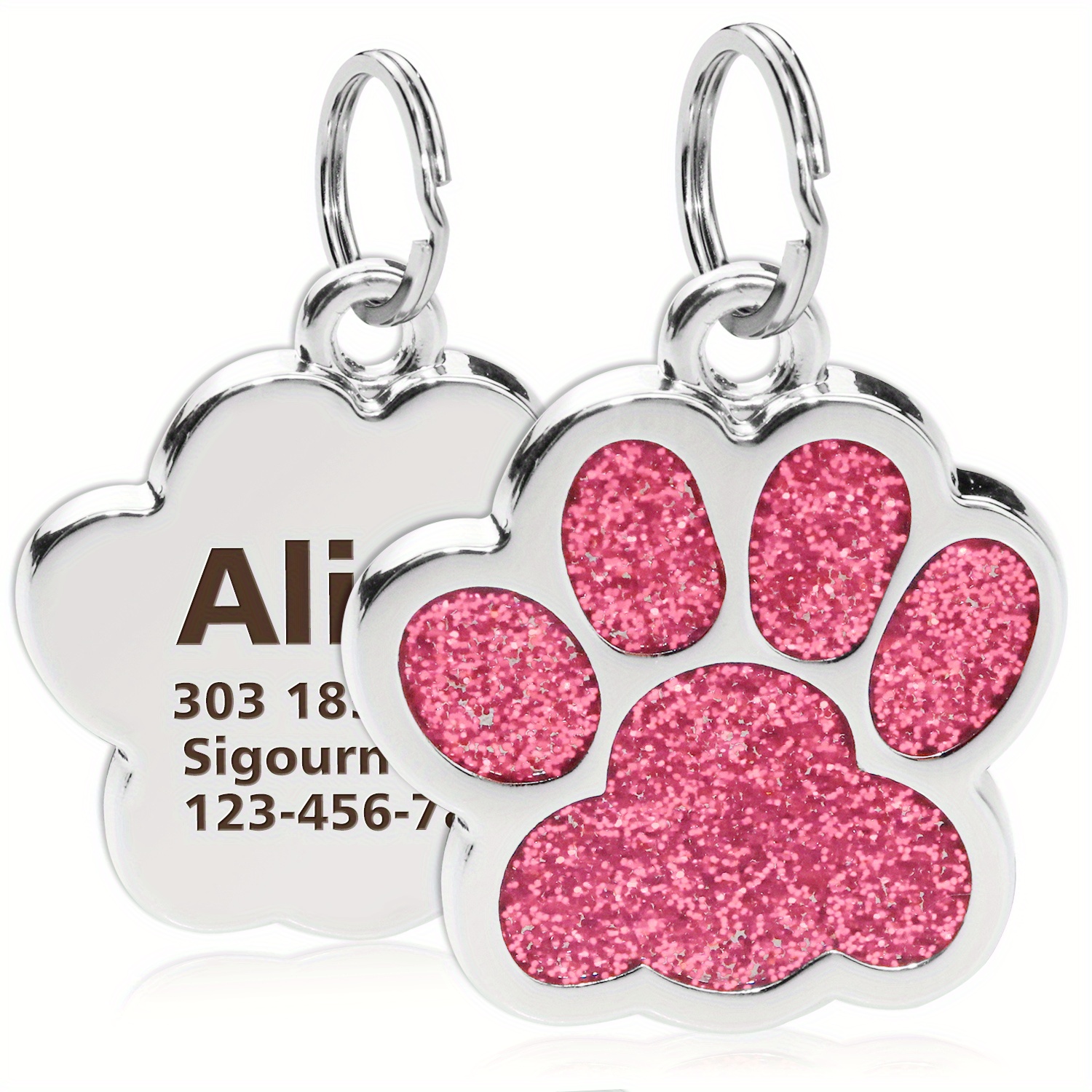 Paw Print Dog ID Tag - LuckySevenleather