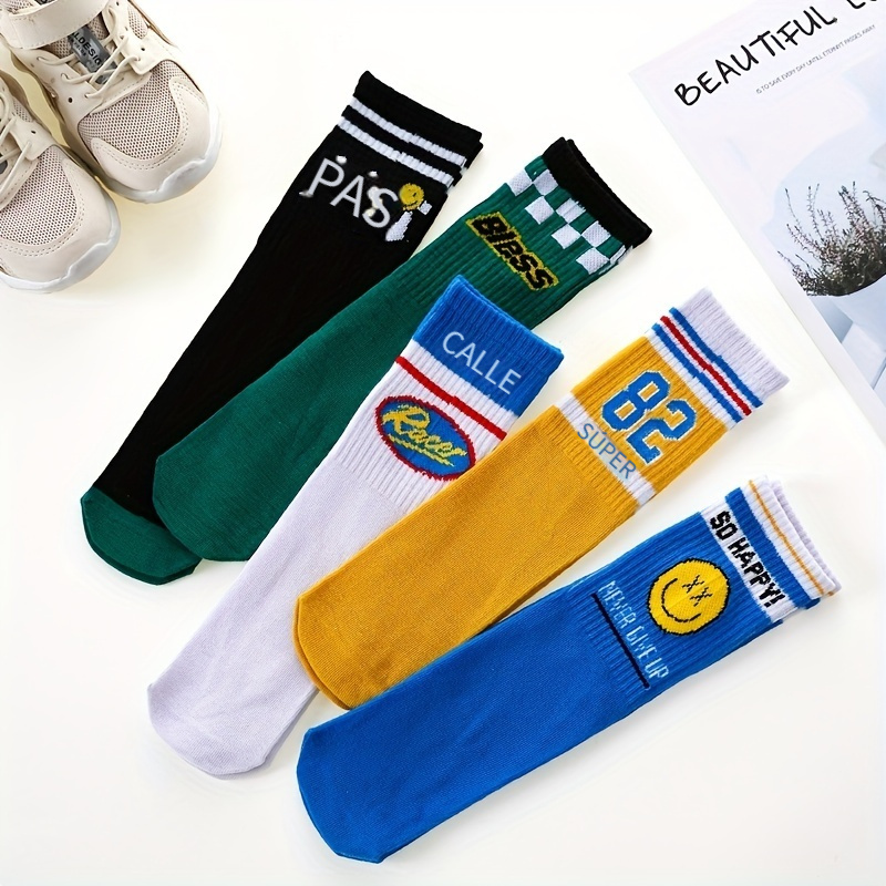 5 Pares Calcetines Dibujos Animados Béisbol Moda Niños - Temu