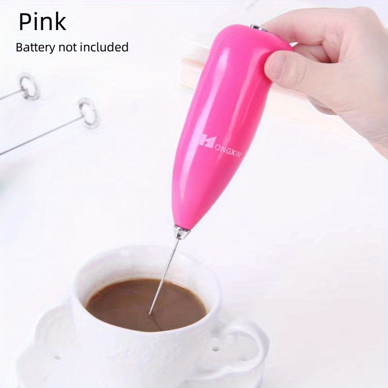 Hand Held Mixer Milk Frother Battery Operated Pink Cappuccino Maker