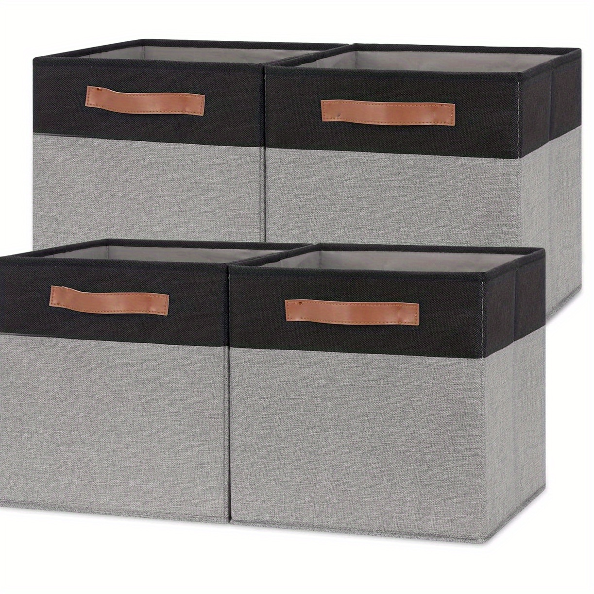 4pcs Cube Storage Box Fabric Basket With Handles Foldable Organizer 11 Inch