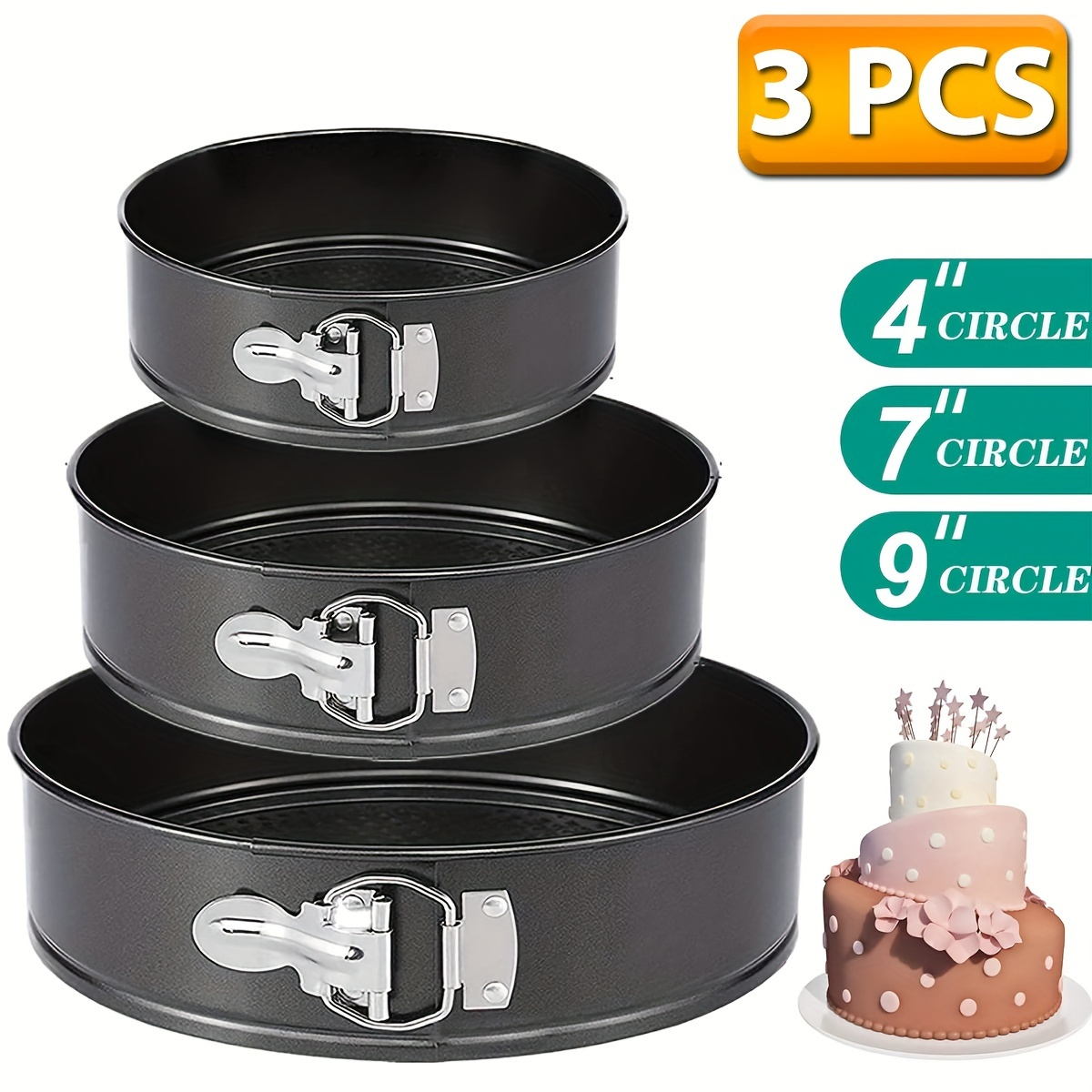 Springform Cake Pans, 3 Sizes Stainless Steel Baking Cake Molds, Leak Proof  Removable Bottom Cake Baking Pan, Oven Accessories, Baking Tools, Kitchen  Gadgets, Kitchen Accessories, Home Kitchen Items - Temu