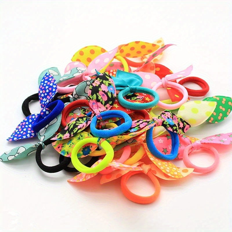 10 Haargummis Für Mädchen Mit Kaninchenohren-Design – Gepunktet, Ca. 15 Cm Lang, Weich & Süß