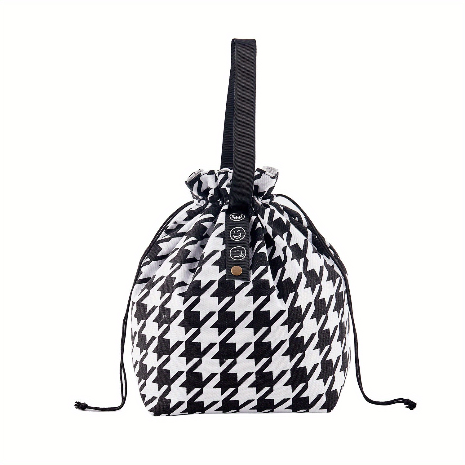 Black And White Checkered Handbags Insulted Lunch Box Bag - Temu