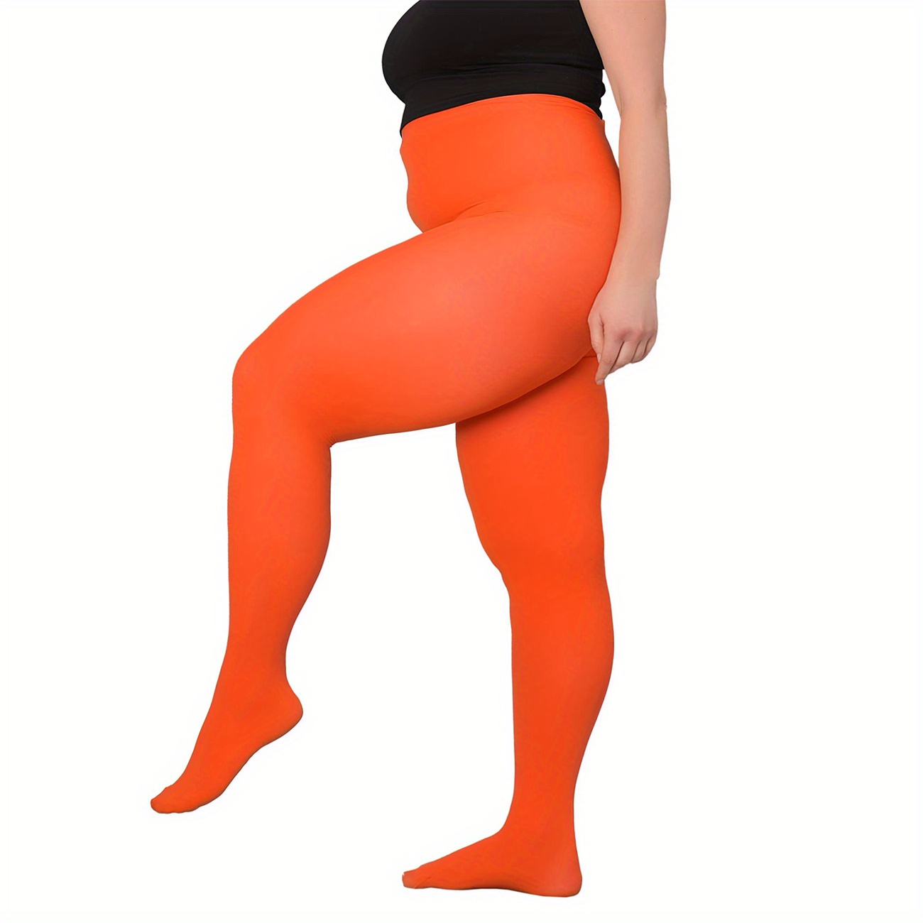 Women's Plus Size Orange Opaque Tights