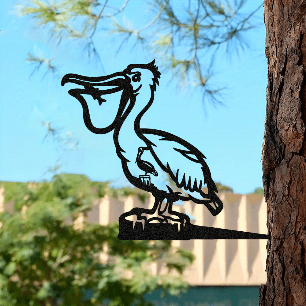 Pelican Metal Art Garden Statues Tree Stakes Steel Animals Temu