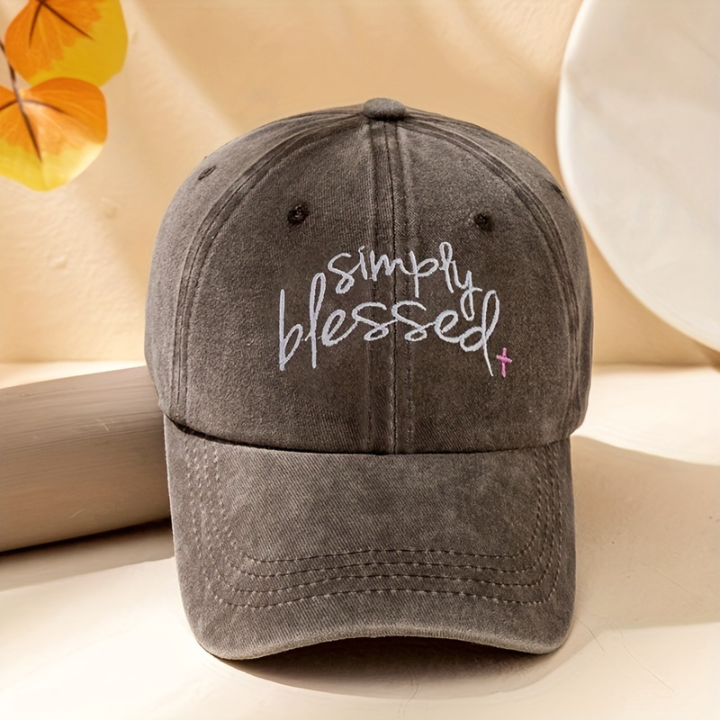 Simply Blessed Embroidery Baseball Washed Distressed - Temu