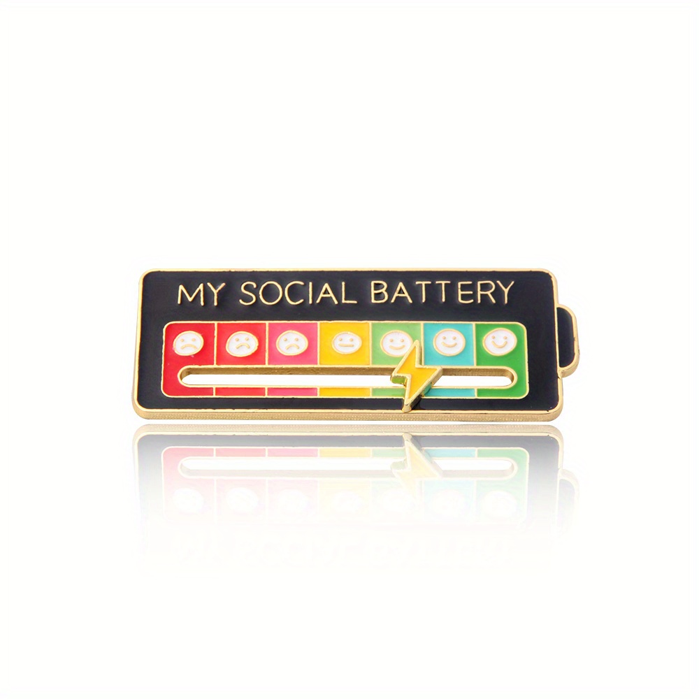 Social Battery Pin - for My Social Batterys Creative Lapel Pin Fun Enamel  Emotional Pin, A Week Social Battery Lapel Slider Pin, Gifts : :  Clothing, Shoes & Accessories