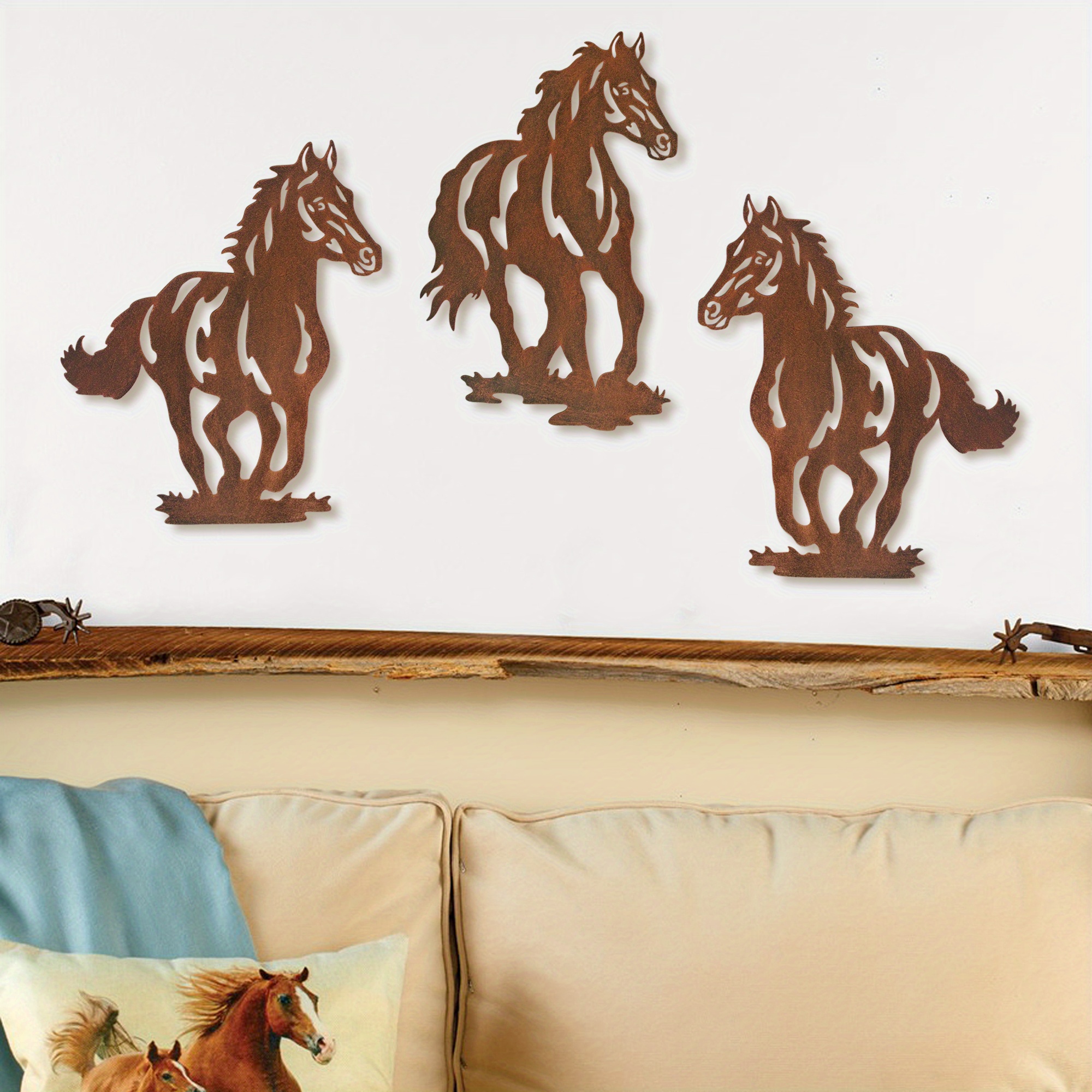 Metal Horse Wall Art Decor Rustic Concise Western Horse Temu
