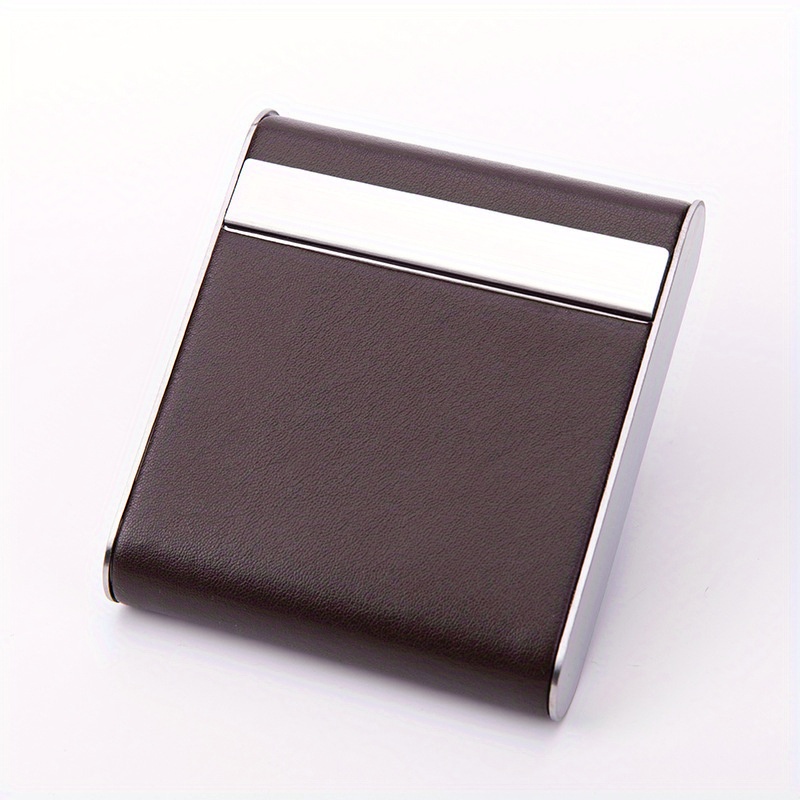 Leather & Metal Pocket Cigarette Box Holds 20 Cigarettes