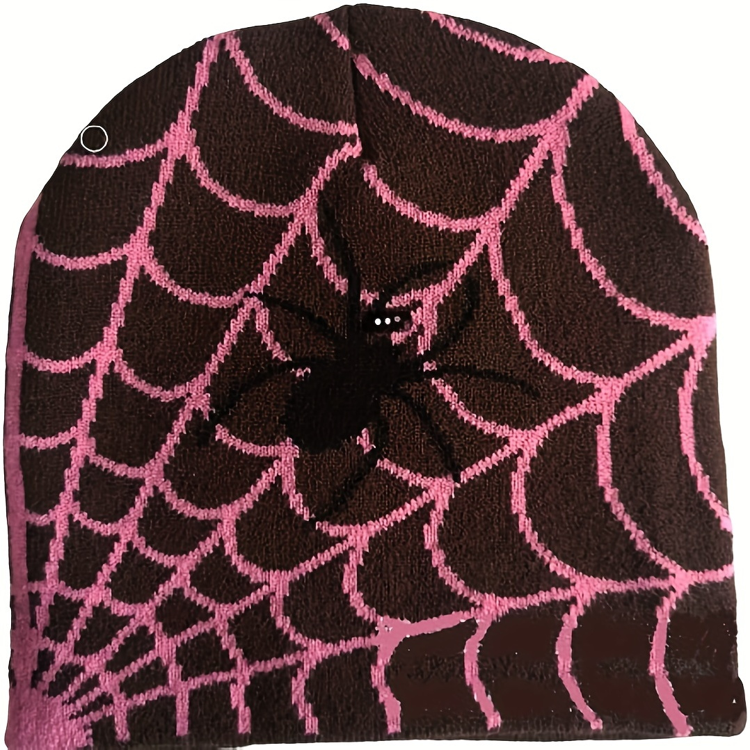 Hip Hop Spider Jacquard Beanie Gothic Unisex Skull Cap Y2K