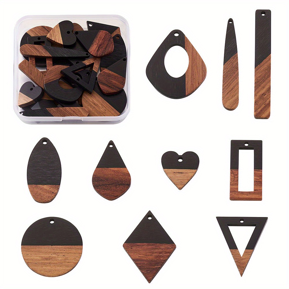 Resin Walnut Wood Pendants Mixed Shapes Black Wooden - Temu Austria