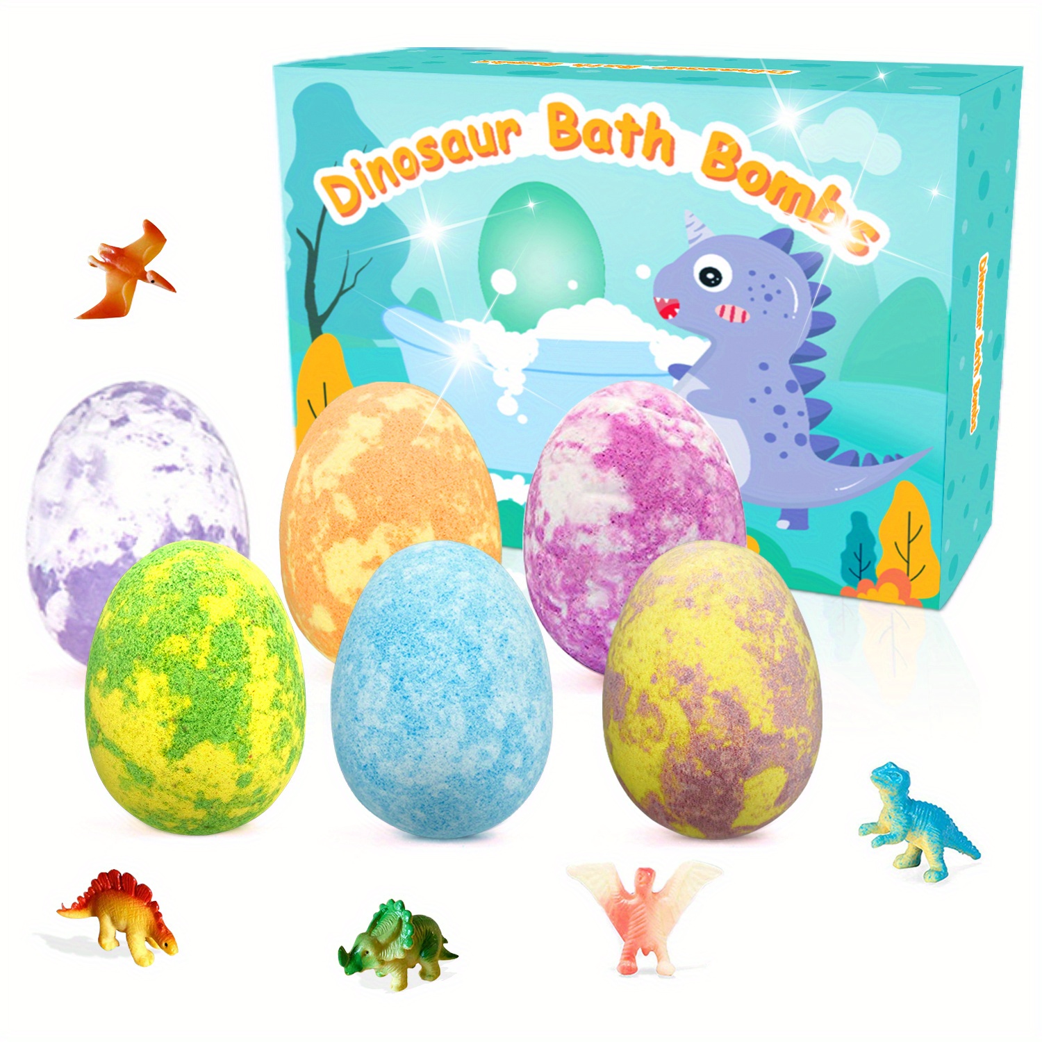 6 Pcs Bath Bombs With Surprise Toys Inside Large Dinosaur Egg Bath ...