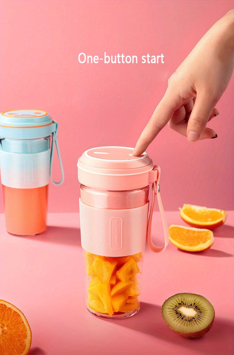 1pc, Portable Juicer, Juice Machine, Blender, USB Rechargeable Mini Juice Blender, Ice Crusher, Multifunctional Small Travel Smoothie Blender, Suitable For Home, Office, Outdoor, 300ml Capacity, Pink And Green Optional details 7