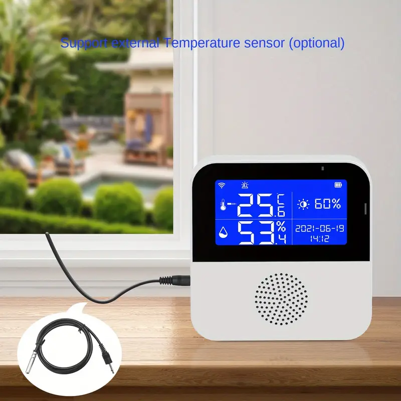 1pc Tuya Digital Wifi Temperature And Humidity Sensor With