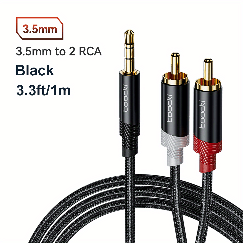 3 5mm Jack Rca Cable 1 Rca Male 2 Rca Male Audio Cable Splitter Tv Pc  Amplifier Dvd Speaker Audio Auxiliary Cable - Electronics - Temu